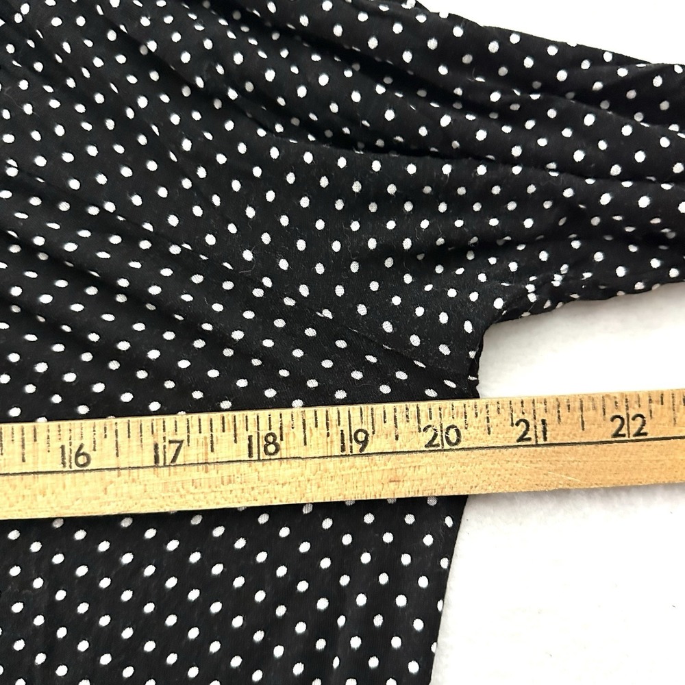Michael Kors Polka Dot Blouse Top XS 3/4 Sleeve Black White Pleated Viscose - Picture 6 of 8